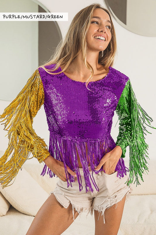 Mardi Gras Fringe Top