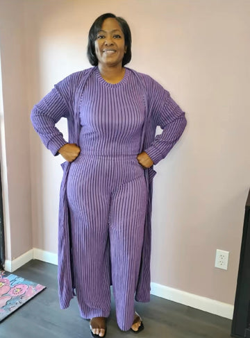 3 pc Cardigan Set (Purple)