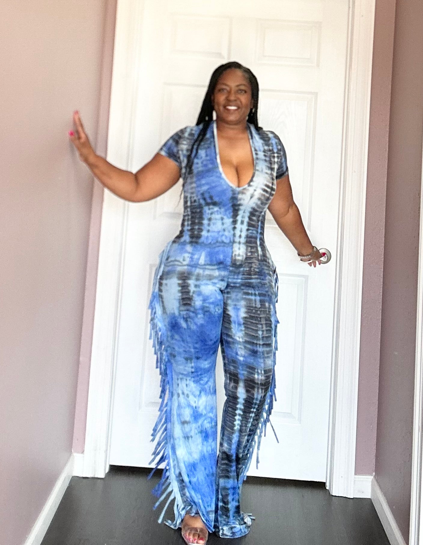 Tie-Dye Fringe Jumpsuit