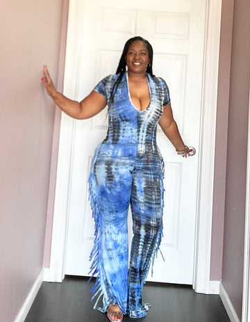 Tie-Dye Fringe Jumpsuit