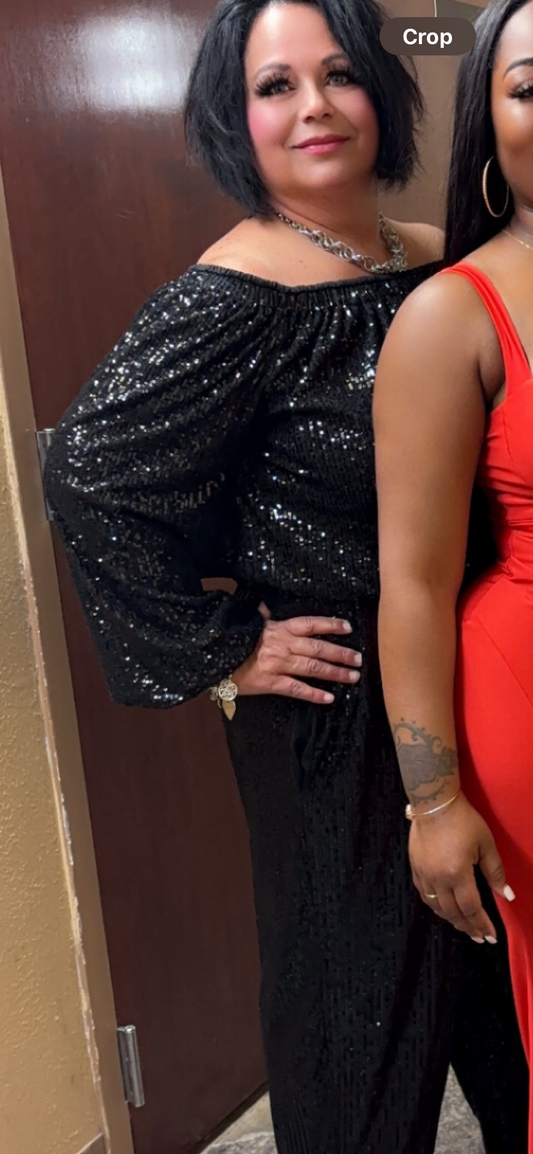 BLACK RIA SEQUIN SET