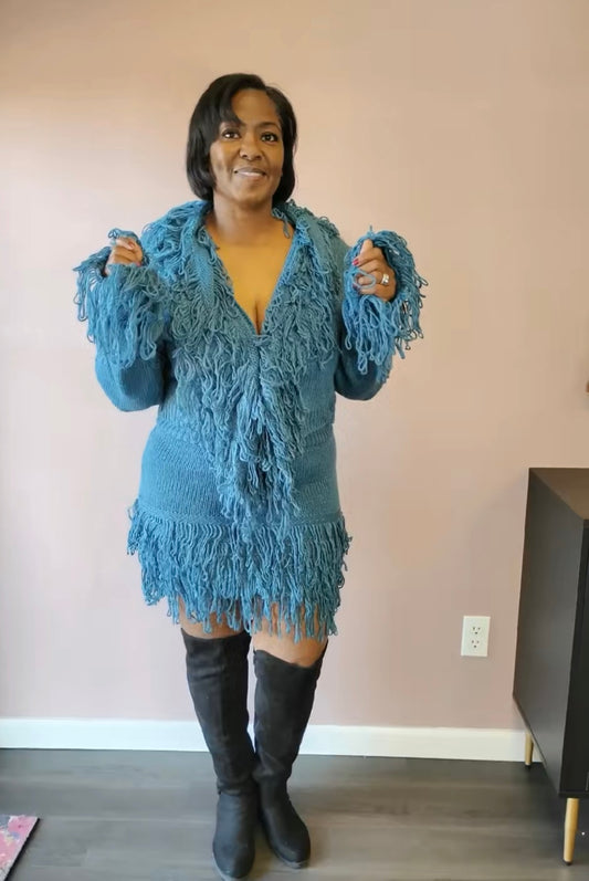 Fringe Sweater and Skirt Set