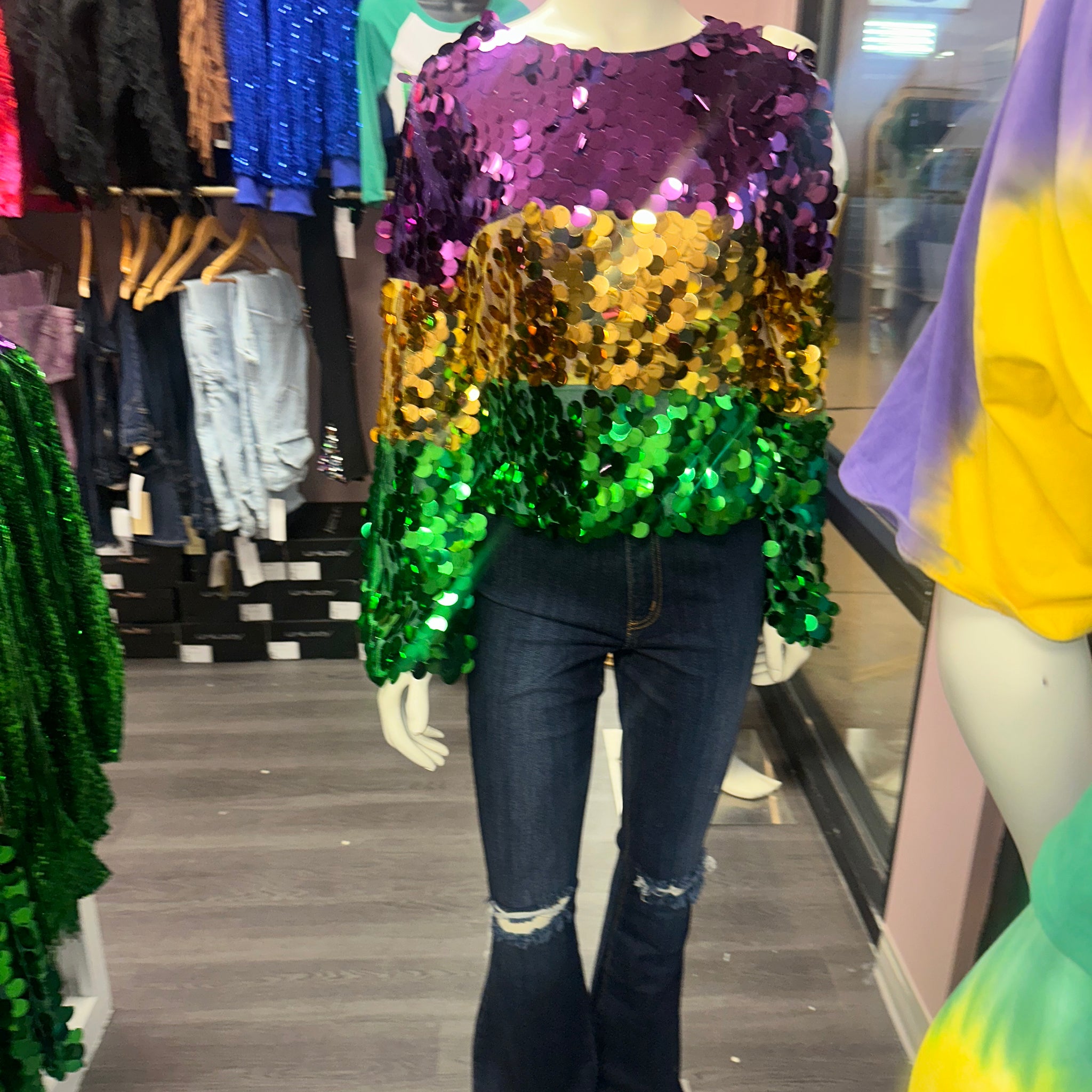 MARDI GRAS LAYERED TOP