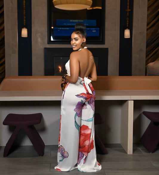 Floral Draped Halter Set (2506)